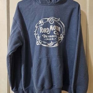 Gildan Navy Blue Hoodie with White Graphic